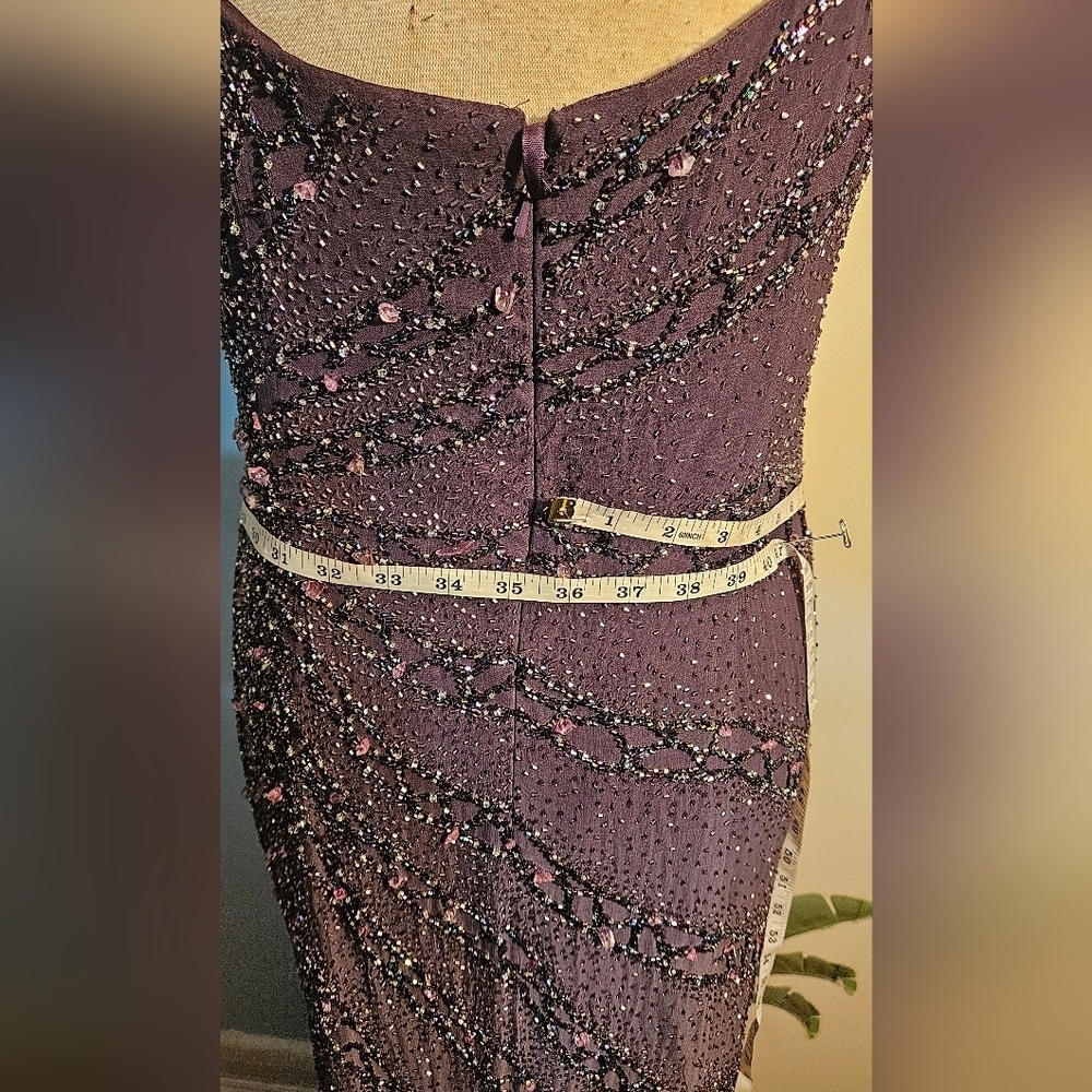 Sparkling Dark Brown/purple Maxi Dress. Ombre Long Train. Size 12 - Picture 6 of 10